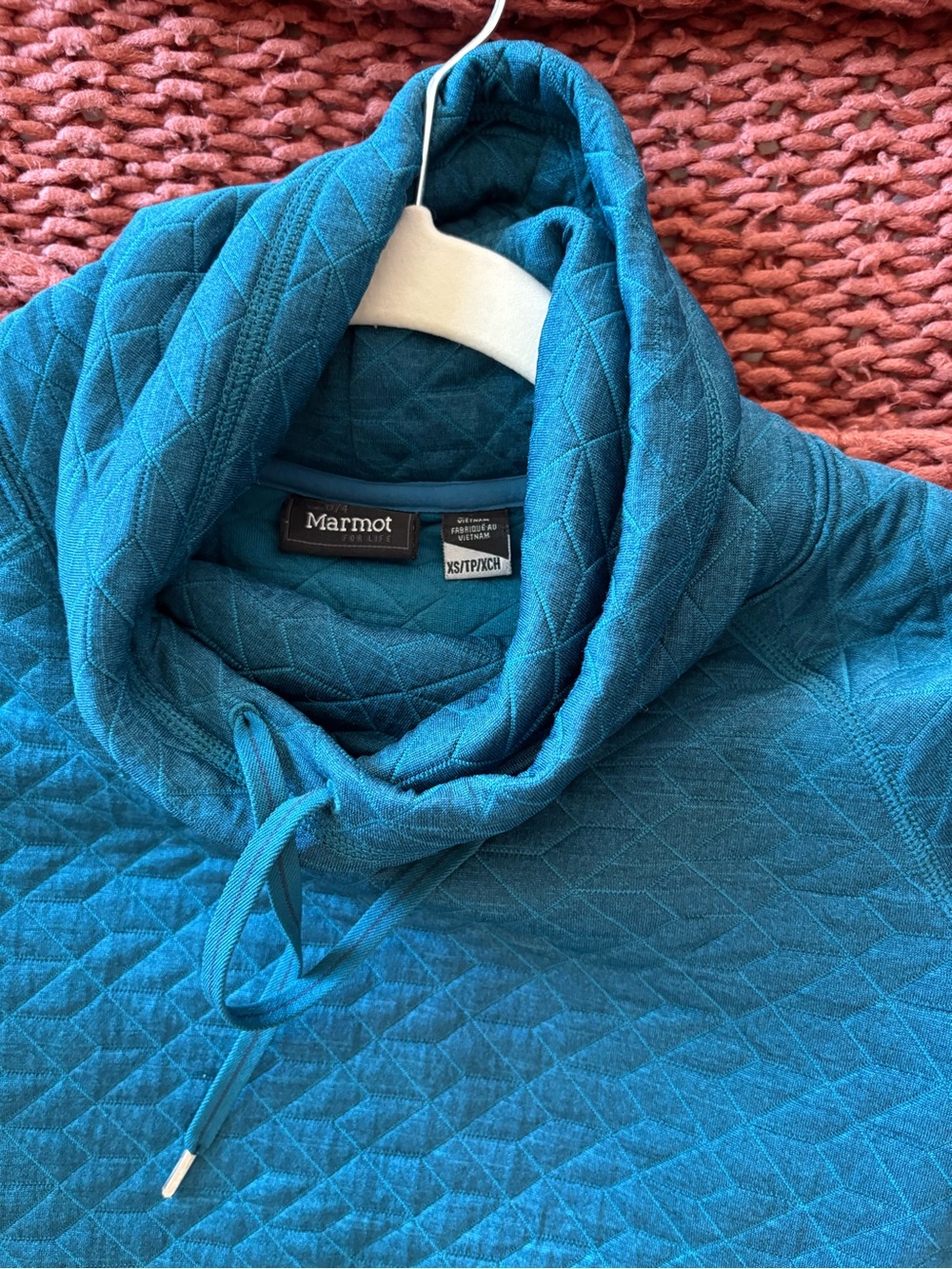 Marmot Teal Quilted Cowl Neck Pullover - Picture 3 of 3